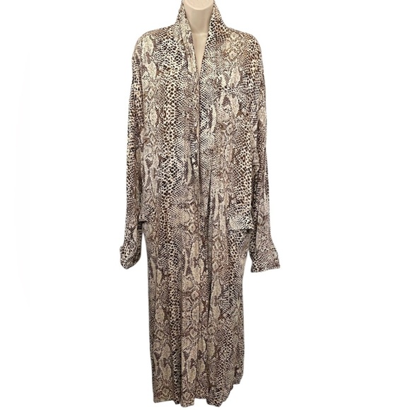 Free People Animal Print Midi Kimono Duster Cardigan Wild Nights - Picture 6 of 12